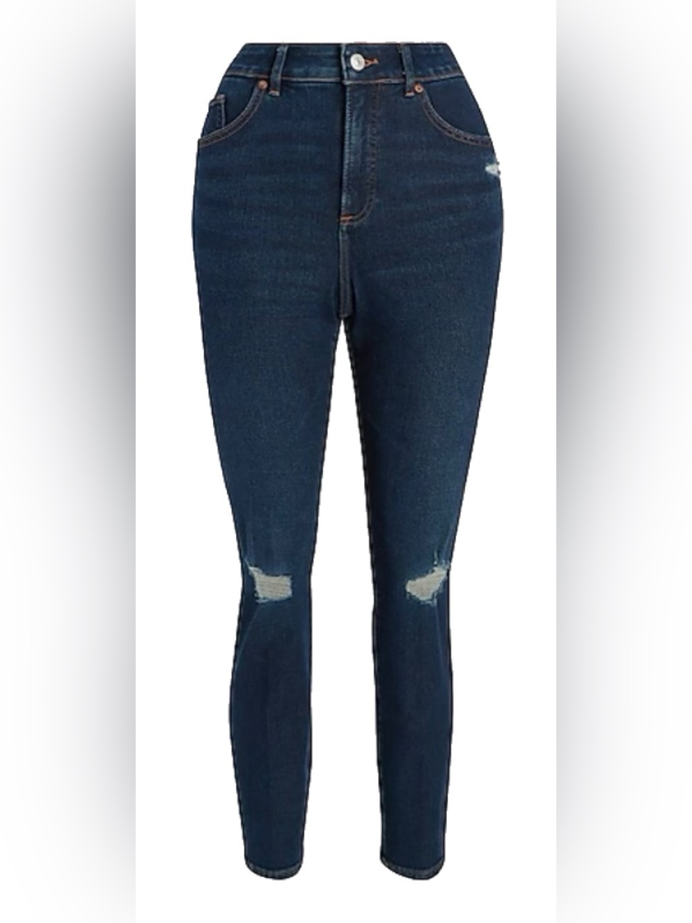 Express Dark Wash Stretch Ripped Curvy Slim Jeans